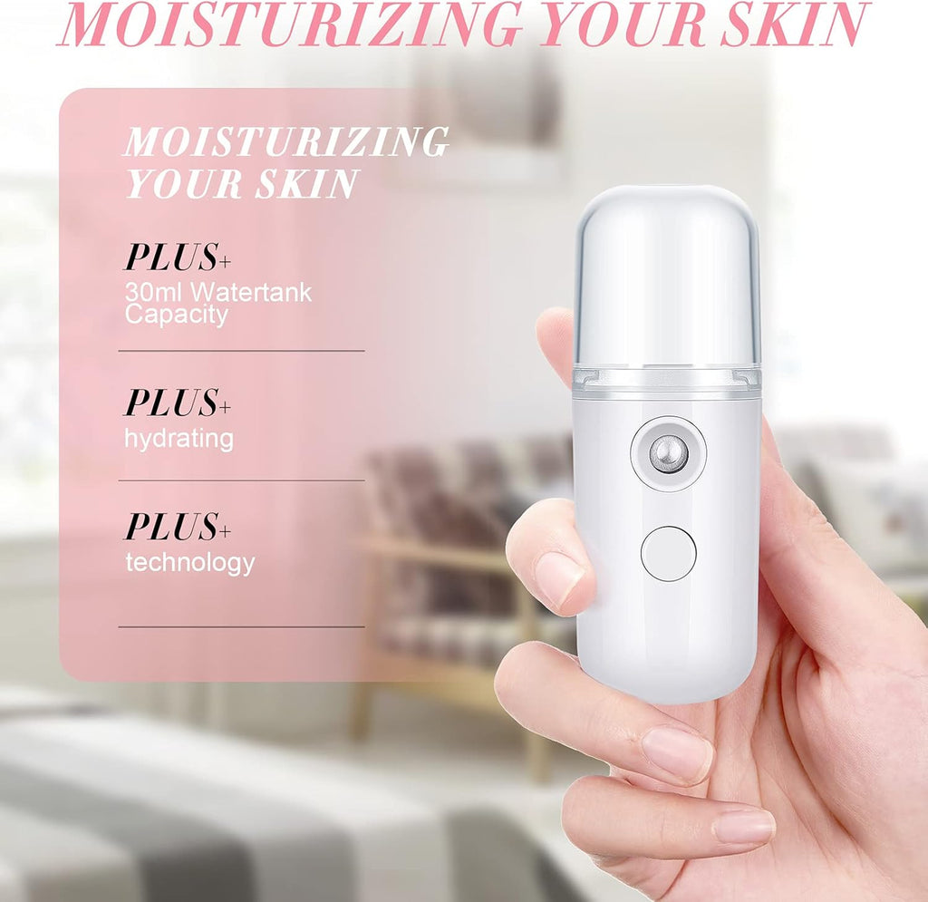 2 Pack Nano Facial Mister Spray Bottle Handheld Humidifier Portable Face Mister for Eyelash Extensions USB Rechargeable 1 oz Mini Skin Care Machine