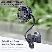 Load image into Gallery viewer, USB Mini Desk Fan with Emergency Power Bank, Battery Operated Rechargeable Portable Fan - Flexible Neck, 3 Speed Personal Cooling for Baby Stroller
