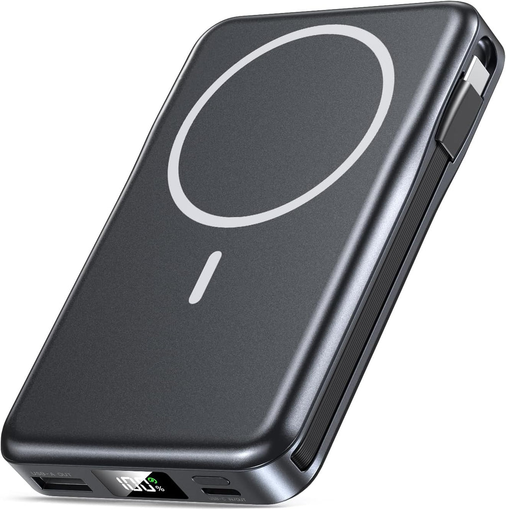 Portable Charger, 10000mAh Power Bank, 5 in 1 Portable Charger with Built in Cable